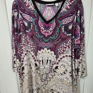 Susan Graver Purple and Cream Paisley Tunic